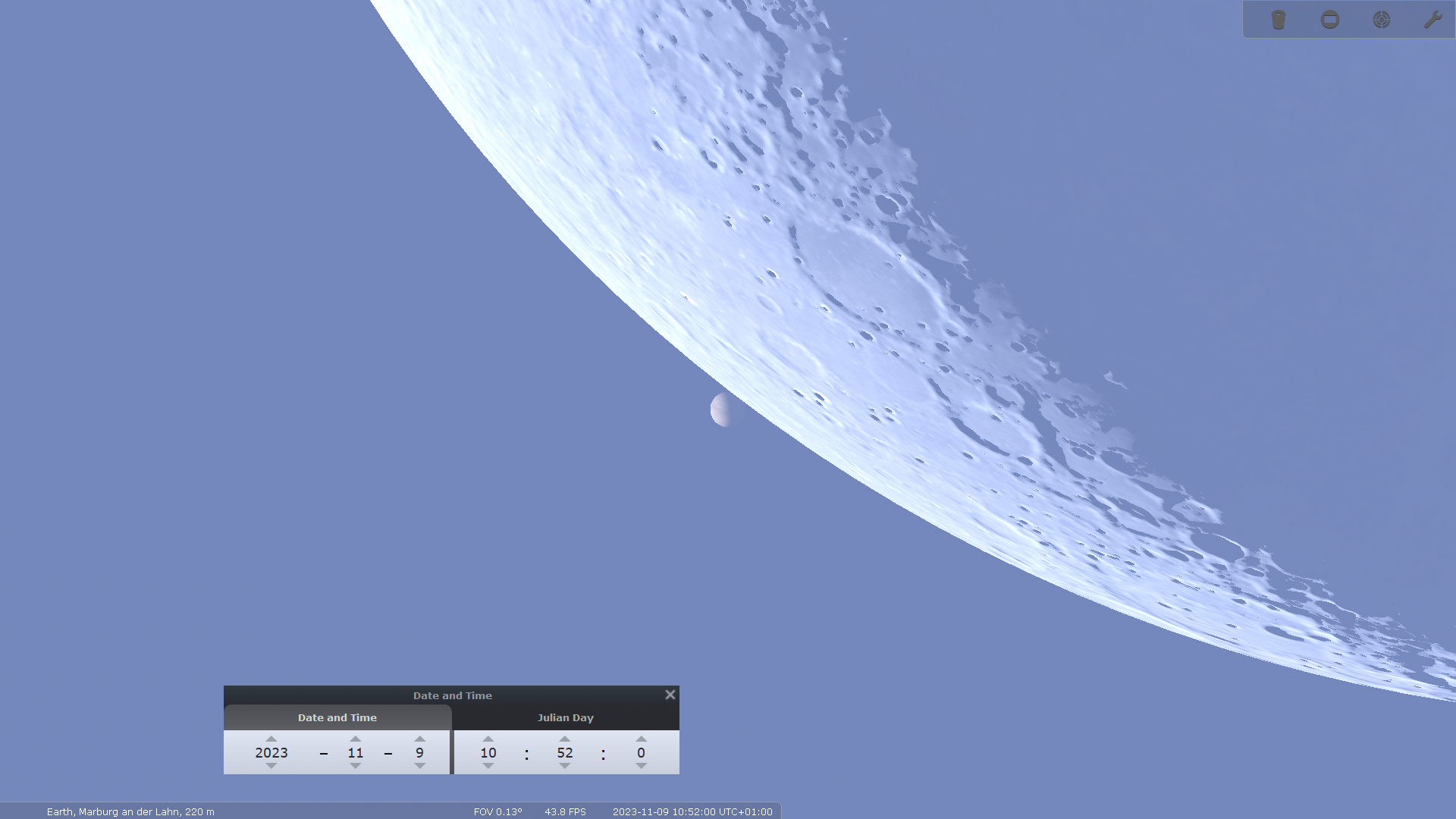 Die Bedeckung der Venus beginnt von Marburg aus beobachtet um 10:51:55 Uhr.